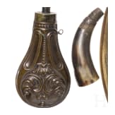 Four powder flasks, 19th century