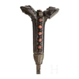 A large silver-mounted Greek yatagan set with corals, circa 1820