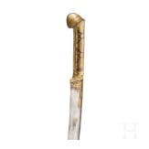 An Ottoman silver mounted and gold inlaid yatagan, dated 1805