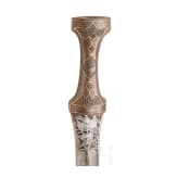 A Persian khanjar with gold-inlaid iron handle, circa 1830