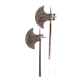 A pair of Indian decorative battle axes, 20th century