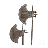 A pair of Indian decorative battle axes, 20th century