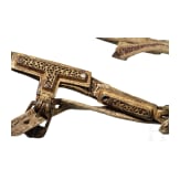 A chiselled Tibetan snaffle with silver and gold inlays, 18th century