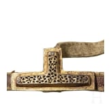 A chiselled Tibetan snaffle with silver and gold inlays, 18th century
