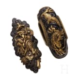A Japanese kurigata and a single menuki, late Edo period