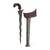 An Indonesian Sulawesi keris with embossed silver scabbard, 20th century
