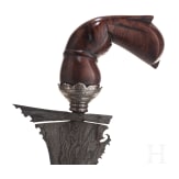An Indonesian Sulawesi keris with embossed silver scabbard, 20th century