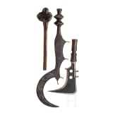 A Congolese sword of the Ngala people and sickle knife of the Mangbetu people