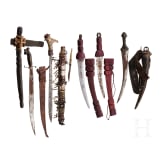 Six African and Asian weapons, circa 1900