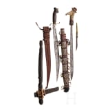Six African and Asian weapons, circa 1900