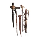 Six African and Asian weapons, circa 1900