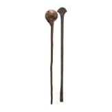 A South African wooden club (knobkerrie) and spear blade, circa 1900