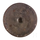 A heavy etched round shield, collector's replica in the style of the 16th century