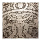 A heavy etched round shield, collector's replica in the style of the 16th century