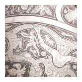 A heavy etched round shield, collector's replica in the style of the 16th century