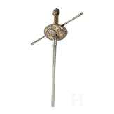 A Dutch or Flemish cup-hilt rapier with chiselled decoration, mid-17th century