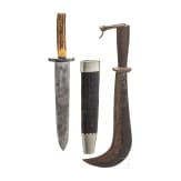 A hunting knife and a billhook, Austrian and German, 19th and 20th century