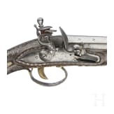 Silbermontierte Steinschlosspistole, franz&ouml;sische Fertigung f&uuml;r den nordafrikanischen Markt, um 1800