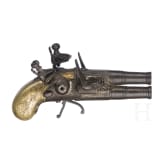 Doppell&auml;ufige Queen-Anne-Taschenpistole, vermutlich fl&auml;misch, um 1760