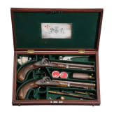 Ein Paar Perkussionspistolen im Kasten, Tanner in Hannover, um 1840