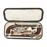 Ein Paar Perkussionspistolen im Kasten, Johann Hafner in Bozen, um 1850