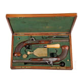 Ein Paar Perkussionspistolen im Kasten, Romain Schaller in Fribourg, um 1850