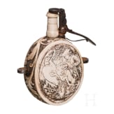 Beschnitzte Z&uuml;ndkrautflasche aus Elfenbein, deutsch/&Ouml;sterreich, datiert 1856