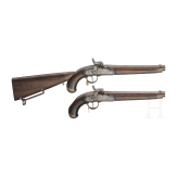 Ein Paar gezogene Kolbenpistolen M 1818/43 mit Anschlagschaft