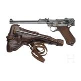 Lange Pistole 08, DWM, 1917, mit Brett und Tasche