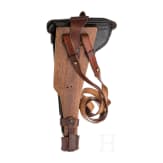 Lange Pistole 08, DWM 1918, mit Brett und Tasche