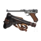 Lange Pistole 08, DWM 1918, mit Brett und Tasche