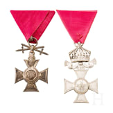 Two Orders of St. Alexander 6th class with crown and swords resp. on ring