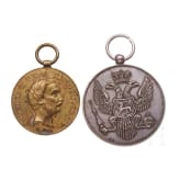 Silberne Medaille f&uuml;r Tapferkeit (Srebrna Medalja za hrabrost) sowie Bronzemedaille f&uuml;r Eifer, Montenegro, um 1900/1910