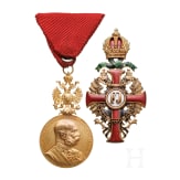Offizierskreuz des Franz-Joseph-Ordens mit Kriegsdekoration und Medaille Signum Memoriae