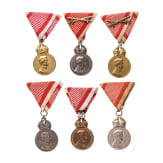 Sechs Medaillen "Signum Laudis", 1916 - 1918