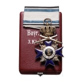 A cased Bavarian Military Order of Merit 3th class with crown and swords