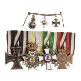 A four-place medal bar with the Knight's Cross of the Military Order of St. Henry and a miniature chain