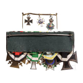 A four-place medal bar with the Knight's Cross of the Military Order of St. Henry and a miniature chain