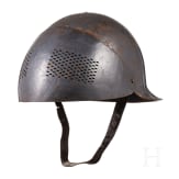 A Belgian steel helmet with protective visor for tank crews, so called "Reina Elisabeth"