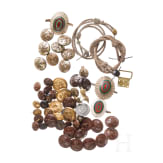 A small collection of spare parts for Bulgarian uniforms and caps, World Wars I and II