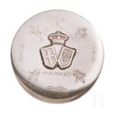 A silver candy box for the engagement party of Maria Francesca of Savoy (1914 - 2001) and Luigi Prince of Bourbon-Parma (1899 - 1967)