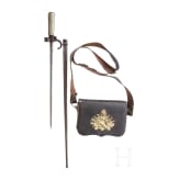 A cartouche box for military musicians and a bayonet, 19th century