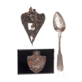 A field flask and silver patriotics