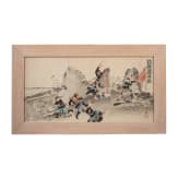 Four Japanese woodcuts with battle scenes, Meiji period