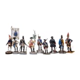 18 German historical figurines of 17th, 18th and 19th century soldiers, 20th century