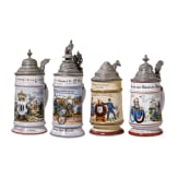 Four regimental stein mugs of the Royal Bavarian Infantry, 1893 - 1902