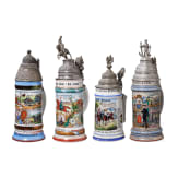 Two regimental stein mugs of the Royal Bavarian Cavalry, one of the 1st Pioneer Btl. (earthenware) and one of the Artillery, 1892 - 1914