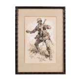 Prof. Anton Hoffmann (1863 - 1938) - a chalk drawing of a hand grenade launcher, dated 1917