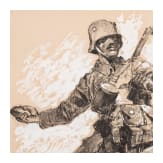 Prof. Anton Hoffmann (1863 - 1938) - a chalk drawing of a hand grenade launcher, dated 1917