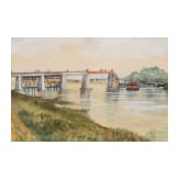 Erich St&uuml;rzenacker (1900 - ?) - a watercolour of an Autobahn bridge across a river, dated 1940